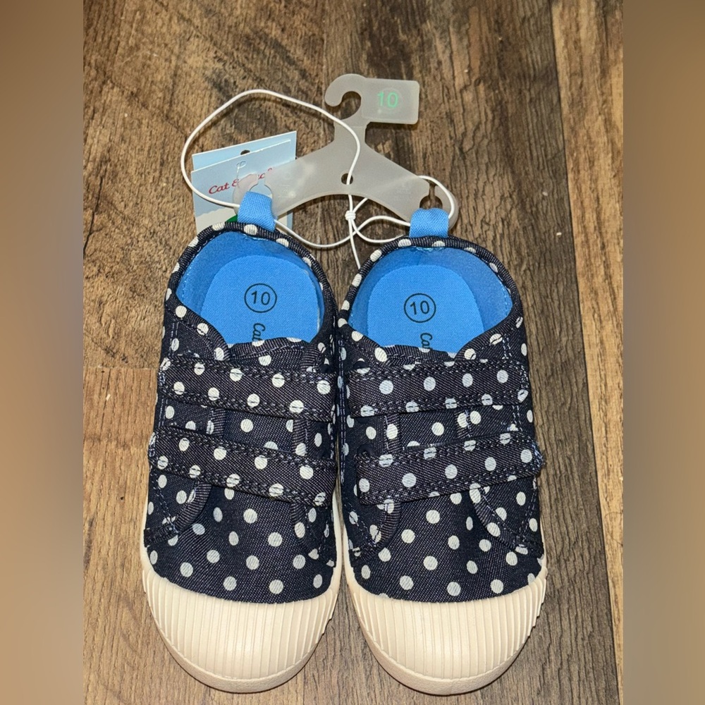 Cat & Jack Navy and White Polka Dot Sneakers